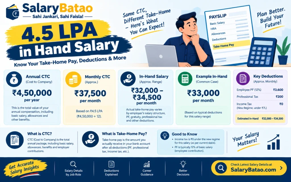 4.5 LPA In Hand Salary: Full Monthly Breakdown & Calculation (2026) 4.5 LPA In Hand Salary
