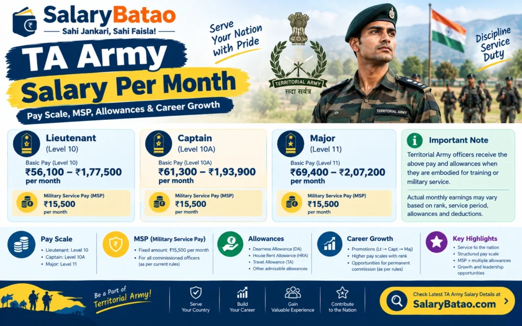 TA Army Salary Per Month 2026: Complete Guide to Pay Scale, In-Hand Salary & Allowances TA Army Salary Per Month