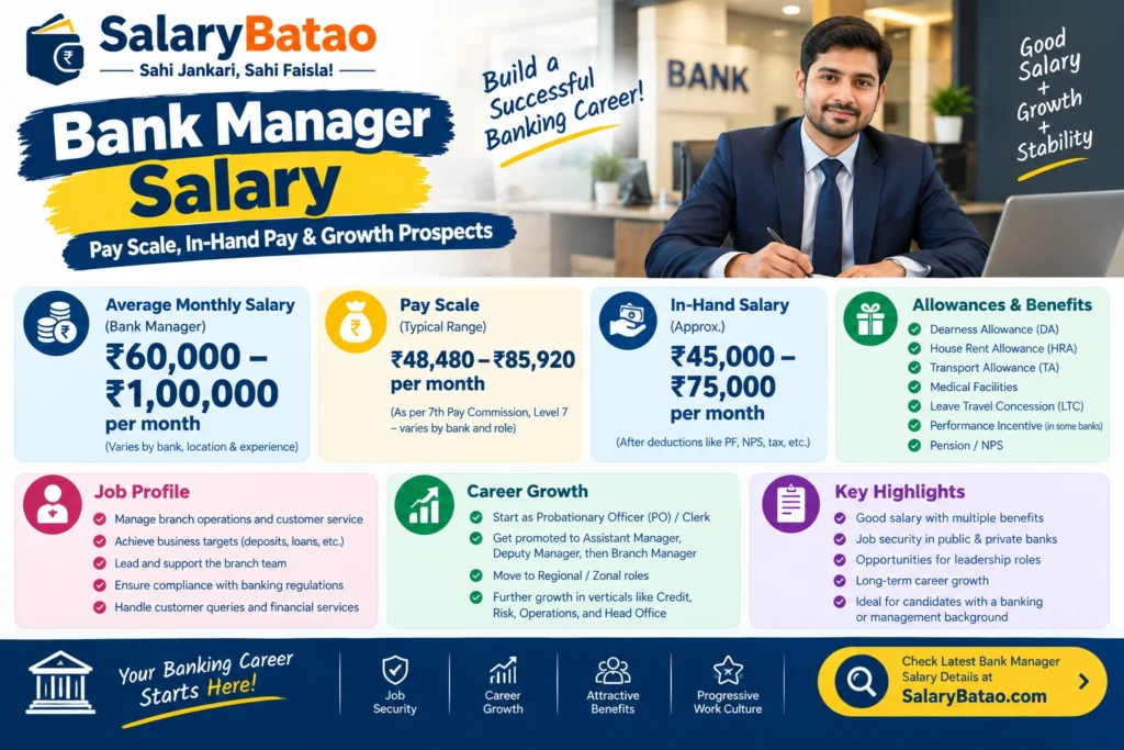 Bank Manager Salary Per Month in India (2026): The Real Numbers bank manager salary