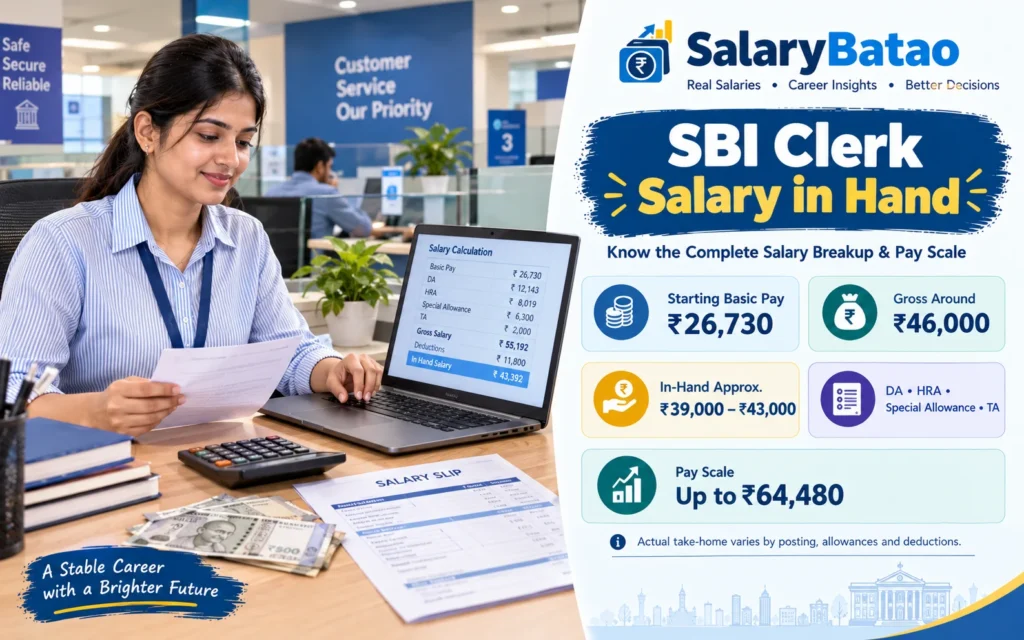 SBI Clerk Salary in Hand 2026: Starting Take-Home, Slip Breakdown and Growth SBI Clerk Salary in Hand